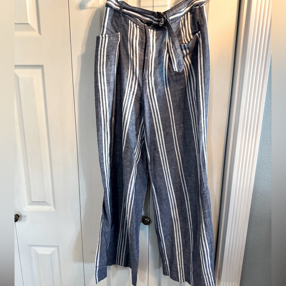 Anthropologie Wide Leg Linen-blend pants 4